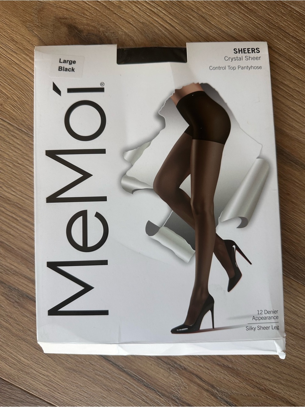 Memoi Crystal Sheer Control Top Pantyhose 12 Denier Black Women’s Size L